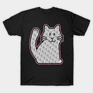PEACE CAT STICKER | PINK AND GRAY T-Shirt